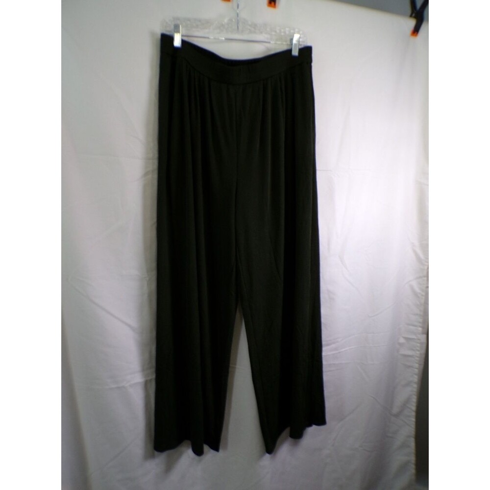 BELIEVE Women's Wide Leg Pull On Dress Pants Black XL 3365 95%Polyester